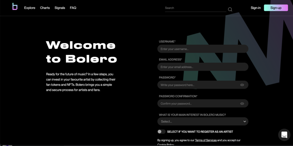 Bolero Registration screenshot