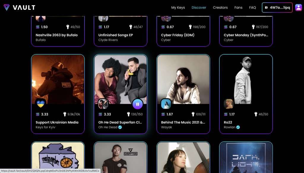 oh he dead and other web3 musicians on vault.fan