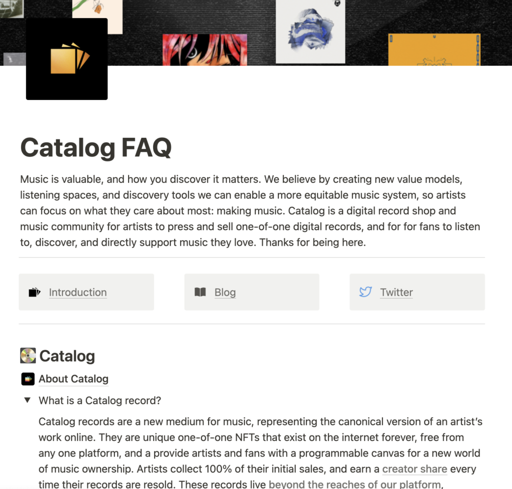 catalog.works faq screenshot